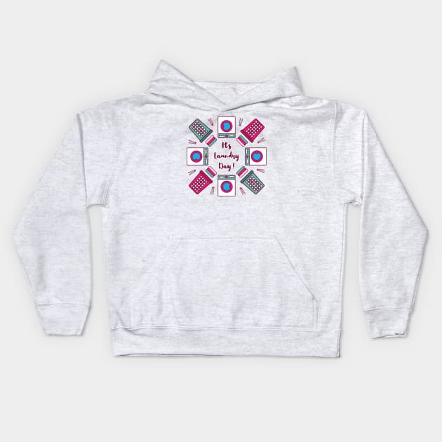 It's Laundry Day Mandala | Green Pink | Gray Kids Hoodie by Wintre2